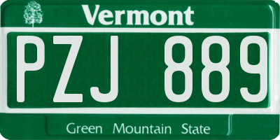VT license plate PZJ889