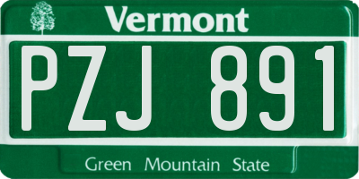 VT license plate PZJ891