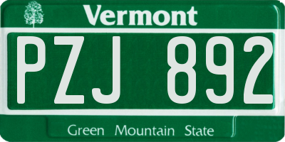 VT license plate PZJ892