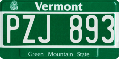 VT license plate PZJ893