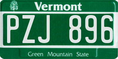 VT license plate PZJ896