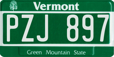 VT license plate PZJ897