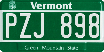 VT license plate PZJ898
