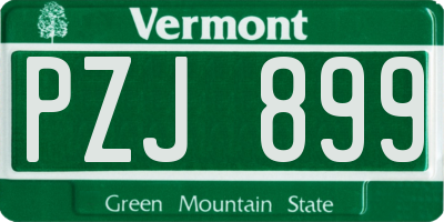 VT license plate PZJ899