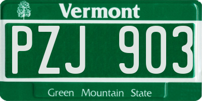 VT license plate PZJ903