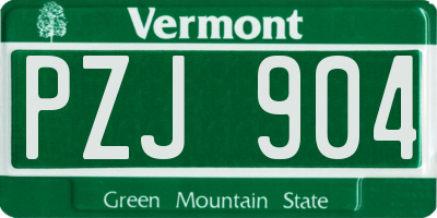 VT license plate PZJ904