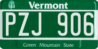 VT license plate PZJ906