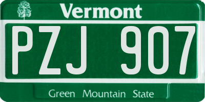 VT license plate PZJ907