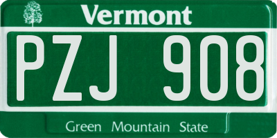 VT license plate PZJ908