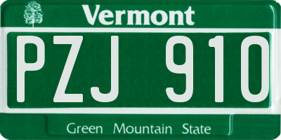 VT license plate PZJ910