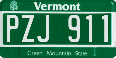 VT license plate PZJ911