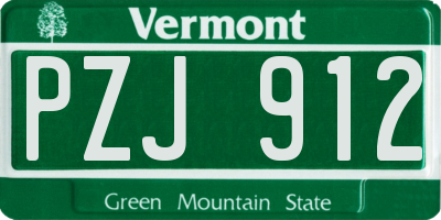VT license plate PZJ912