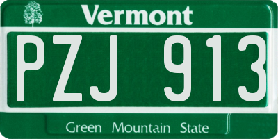 VT license plate PZJ913