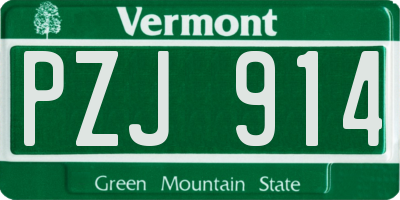 VT license plate PZJ914