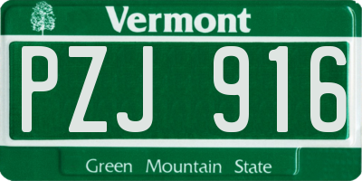 VT license plate PZJ916