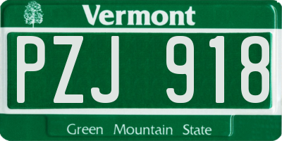VT license plate PZJ918