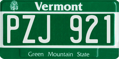 VT license plate PZJ921