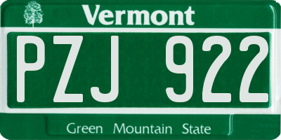 VT license plate PZJ922
