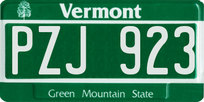 VT license plate PZJ923