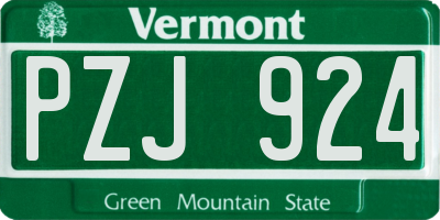 VT license plate PZJ924