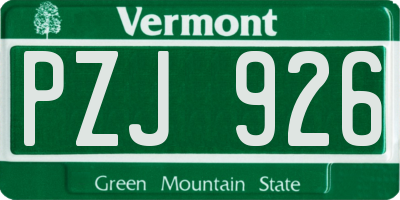 VT license plate PZJ926