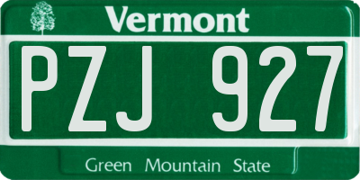 VT license plate PZJ927