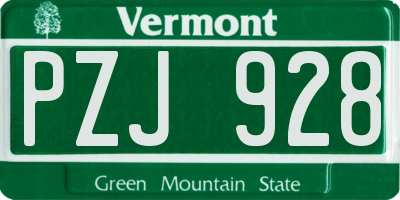 VT license plate PZJ928