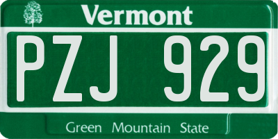 VT license plate PZJ929