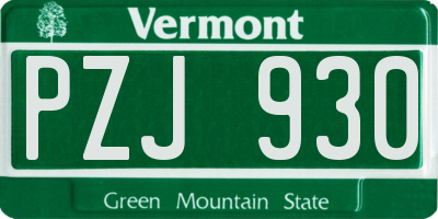 VT license plate PZJ930