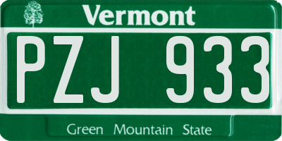 VT license plate PZJ933