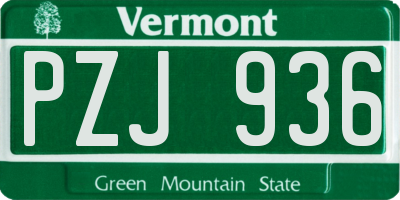 VT license plate PZJ936