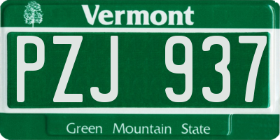 VT license plate PZJ937