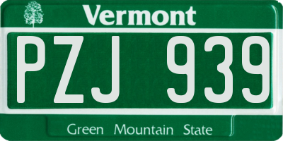VT license plate PZJ939