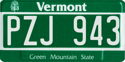 VT license plate PZJ943
