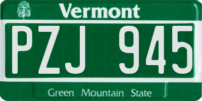 VT license plate PZJ945