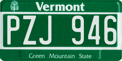 VT license plate PZJ946