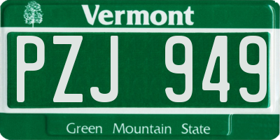 VT license plate PZJ949