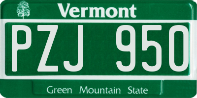 VT license plate PZJ950