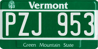 VT license plate PZJ953
