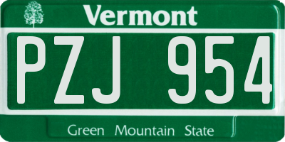 VT license plate PZJ954