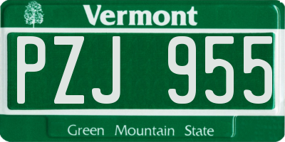 VT license plate PZJ955