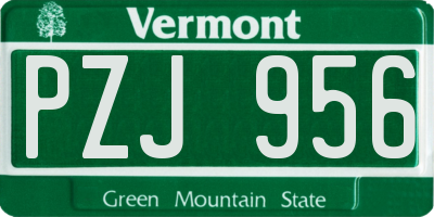 VT license plate PZJ956