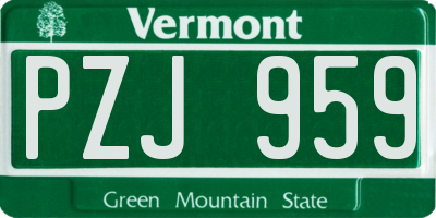 VT license plate PZJ959