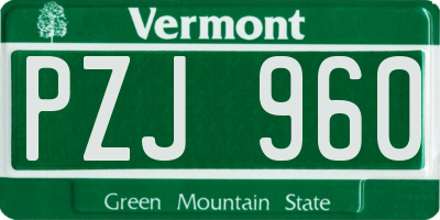 VT license plate PZJ960