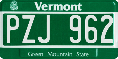 VT license plate PZJ962
