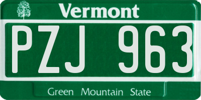 VT license plate PZJ963