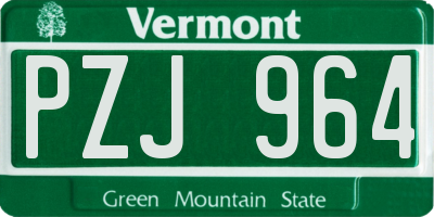 VT license plate PZJ964