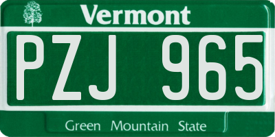 VT license plate PZJ965