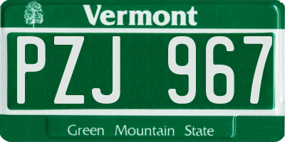 VT license plate PZJ967
