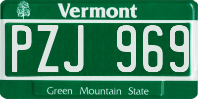 VT license plate PZJ969